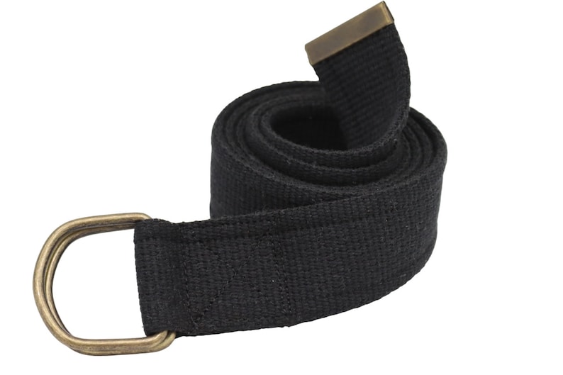 solid brass d ring woven belt,canvas belt for women and men,antique d ring woven cotton belt black