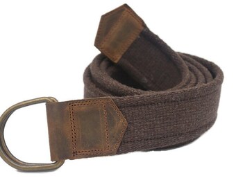 Lot of 3 Canvas Belts Khaki Brown White D-Ring Buckle Adjustable Vtg Y2k D Ring 1.25 main image 4