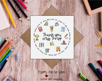Carte de remerciement personnalisée pour enseignant·e ~ Carte de remerciement pour enseignant·e ~ Carte personnalisée pour enseignant·e ~ Carte de remerciement pour la maternelle - Carte avec le nom de la classe