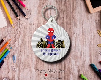 Personalised Superhero Bag Tag ~ School Bag Tag ~ Superhero Bag Tag ~ School Bag Keyring ~ Starting School Gift ~ Superhero Keyring