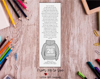 Marque-page poème de fin d'année de CM2 ~ Marque-page sweat à capuche de fin d'année de CM2 ~ Cadeau pour l'enseignant et la classe ~ Cadeau de fin d'année de CM2 ~ Marque-page personnalisé