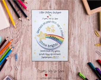 Personalised First Day at School Badge ~ Starting School Badge ~ School Good Luck Badge ~ Starting School Gift ~ Starting School Keepsake