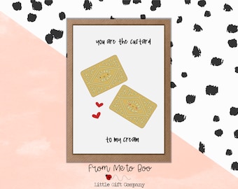 Custard Cream Card ~ You are the Custard to my Cream ~ Cute Biscuit Card ~ Valentine Card ~ Biscuit Pun Card ~ Custard Cream Biscuit Card