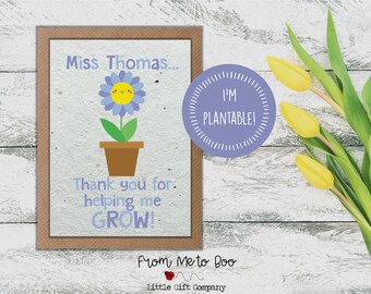 Merci de m'avoir aidé à grandir - Carte à planter pour enseignant·e ~ Carte de graines de fleurs sauvages ~ Carte à planter pour enseignant·e ~ Carte de graines à planter pour enseignant·e ~ Carte de graines