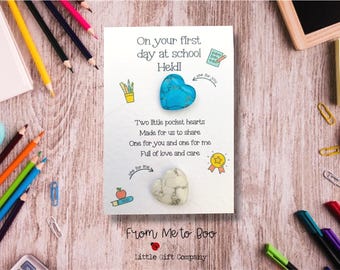 Cœur de poche en pierre précieuse ~ Cadeau de rentrée scolaire ~ Câlin de poche pour le premier jour d'école ~ Cadeau en pierre précieuse ~ Anxiété de rentrée scolaire ~ Encouragement