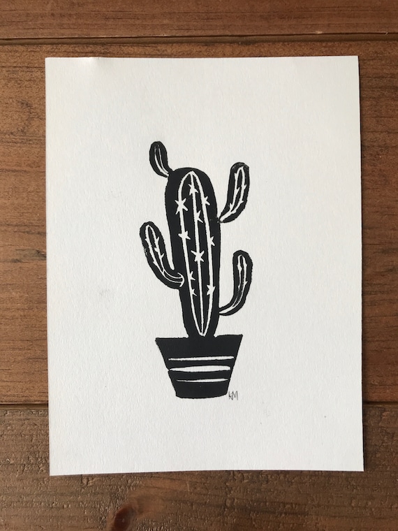Schwarzer Kaktus Print - Etsy.de
