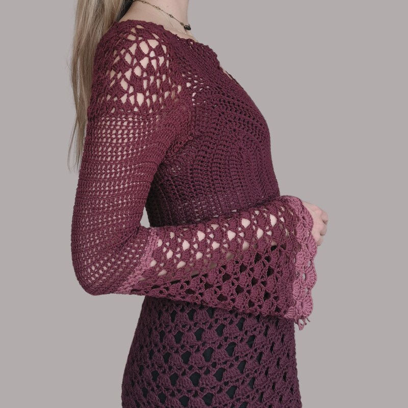 Shirred Waist Crochet Lace Dress