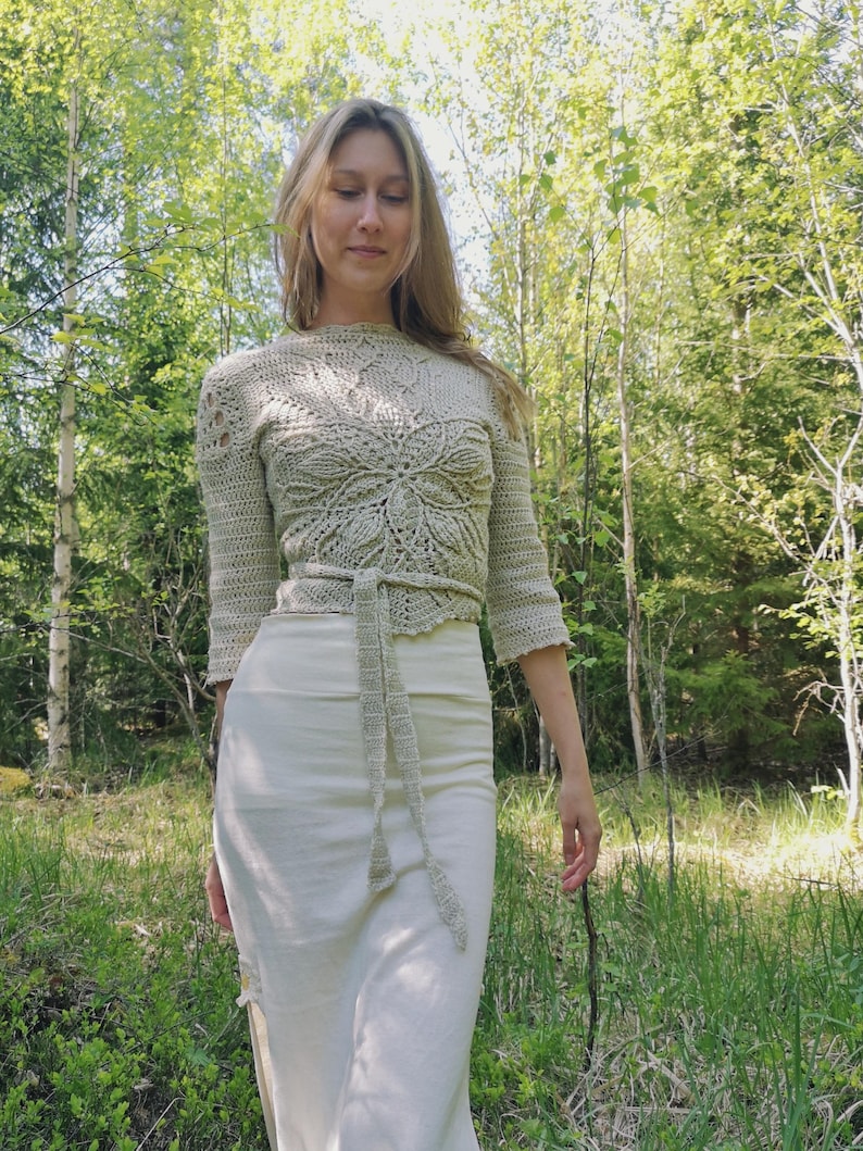 WILLOW | Crochet Pattern | Reversible Wrap Top with Flower Detail image 13