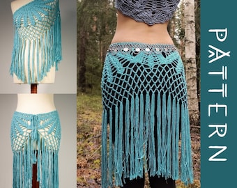 SUNDANCE | PDF Pattern | Multi-way bohemian crochet fringe skirt