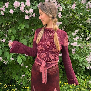 WILLOW | Crochet Pattern | Reversible Wrap Top with Flower Detail image 8