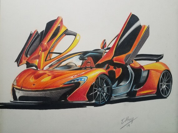 Mclaren P1 Full Colored Pencil Drawing 8 5 X 11 Etsy