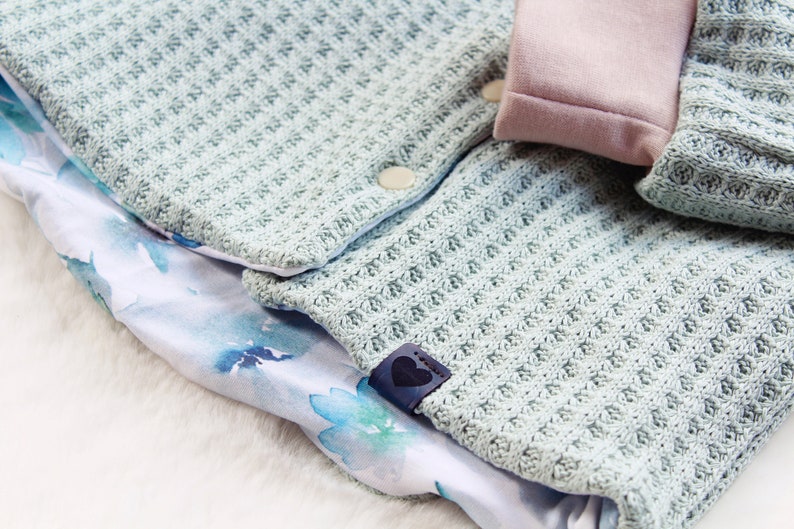 Cute Baby Zip Jacket Knit /& Jersey Flowers Blue Watercolor Unique handmade cozy Size 86 Baby jacket for transition Coat Spring Summer