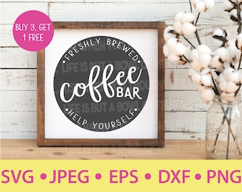 Coffee Sign SVG, Kitchen Decor, Coffee cut file, coffee station sign - Digital File Bundle (svg, dxf, eps, jpg, png)