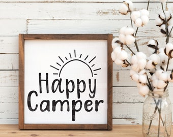 Happy Camper Farmhouse Sign SVG/PNG/JPEG, Camper Decor, Wall Decor, Positive Vibes, Positivity, Uplifting Quotes, Digital Bundle Download