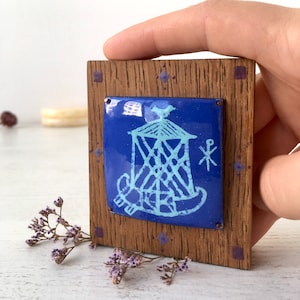 Orthodox Icon Church-ship of salvationin hot enamel, Ukrainian miniature icon, catacomb icon, ancient christian symbol