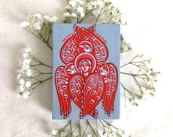 Тetramorph hand painted orthodox icon, Seraph Angel, orthodox miniature icon, Christian mother’s day gift