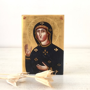 Theotokos, orthodox hand painted icon, Mother of God ukrainian icon, Christian mother’s day gift, miniature icon