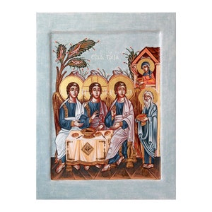 Icône numérique orthodoxe ukrainienne « Holy Trinity ». Affiche numérique ukrainienne