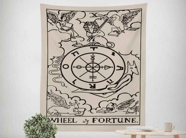 Indian Tarot Tapestry Wheel and Fortune Astrology Tapestry image 0