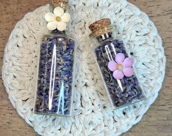 Dried Lavender Buds in Mini Bottles. Botanical or Curio Collection Bridesmaid Gift Mother's Day Gift Spring Decor Knick Knack