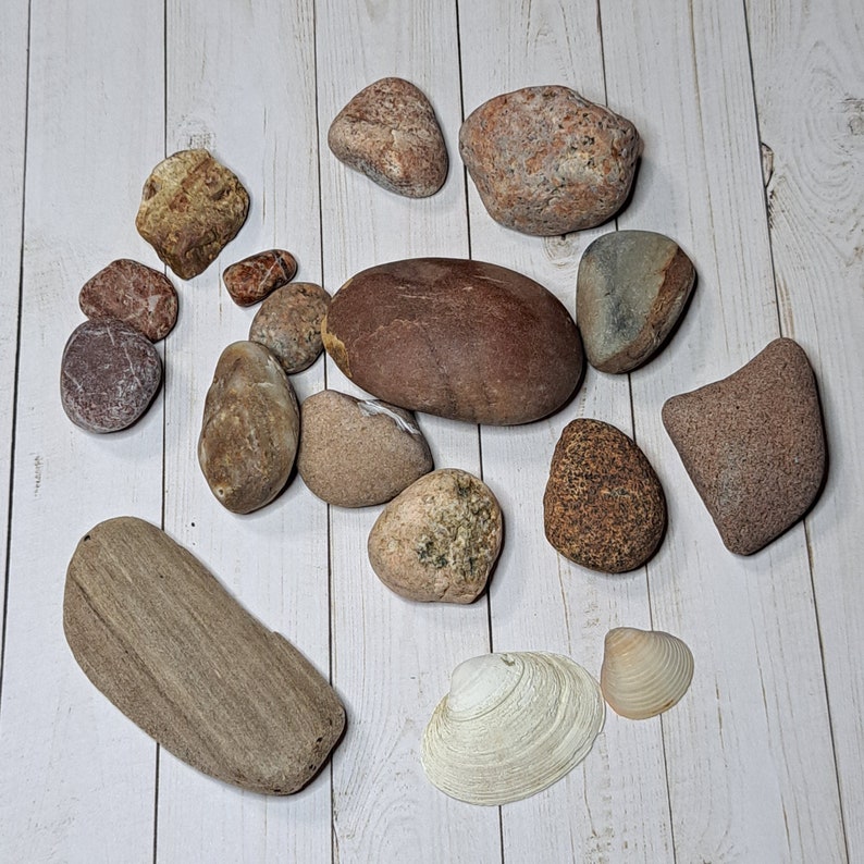 Small Yellow Tone Beach Stones and Pebbles. Fairy Garden Decor