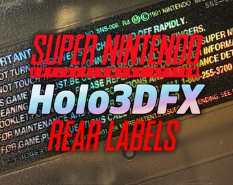 Etiquetas traseras para cartuchos Holo3DFX de Super Nintendo (EE. UU.)