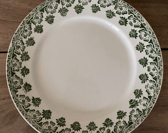 Ensemble de 6 assiettes Terre de Fer Porcelaine française Vintage Badonvillier trèfles 24 cm très bon état