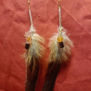 Boucles d'oreilles plumes pigeon et coq image 2