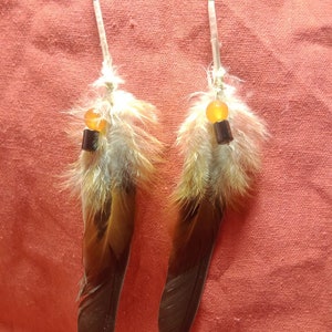 Boucles d'oreilles plumes pigeon et coq image 1