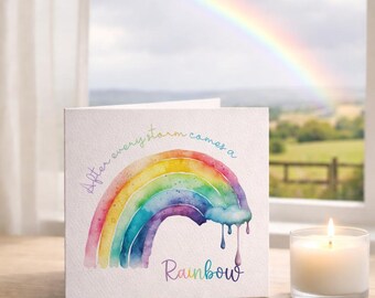 Rainbow Baby Announcement Card : Pregnancy Reveal After Loss