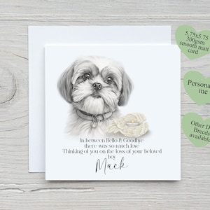 Carte de perte de chien, carte de deuil d'animal de compagnie personnalisée, carte de sympathie de chien, carte de perte d'animal de compagnie Shih Tzu