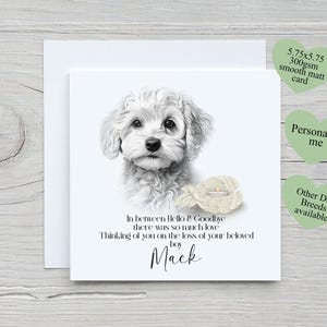 Carte de perte d'animal de compagnie, carte personnalisée de décès d'un animal de compagnie, carte de sympathie pour chien, carte de perte d'animal de compagnie Cavapoo