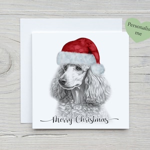 Standard Poodle Christmas Card, Dog Lover Christmas card,  Xmas Card, Poodle lover card, Sketchy Standard Poodle card
