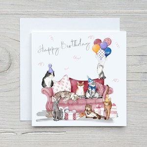 Carte d'amant de chat, carte d'anniversaire de chat, joyeux anniversaire, carte de chat personnalisée