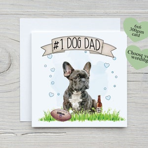 Carte de fête des pères du chien, amant de bouledogue français, carte d'amant de chien, carte de papa de chien