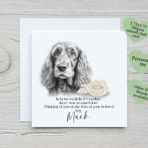 Carte de perte de chien, carte de deuil d'animal de compagnie personnalisée, carte de sympathie de chien, carte de perte d'animal de compagnie cocker