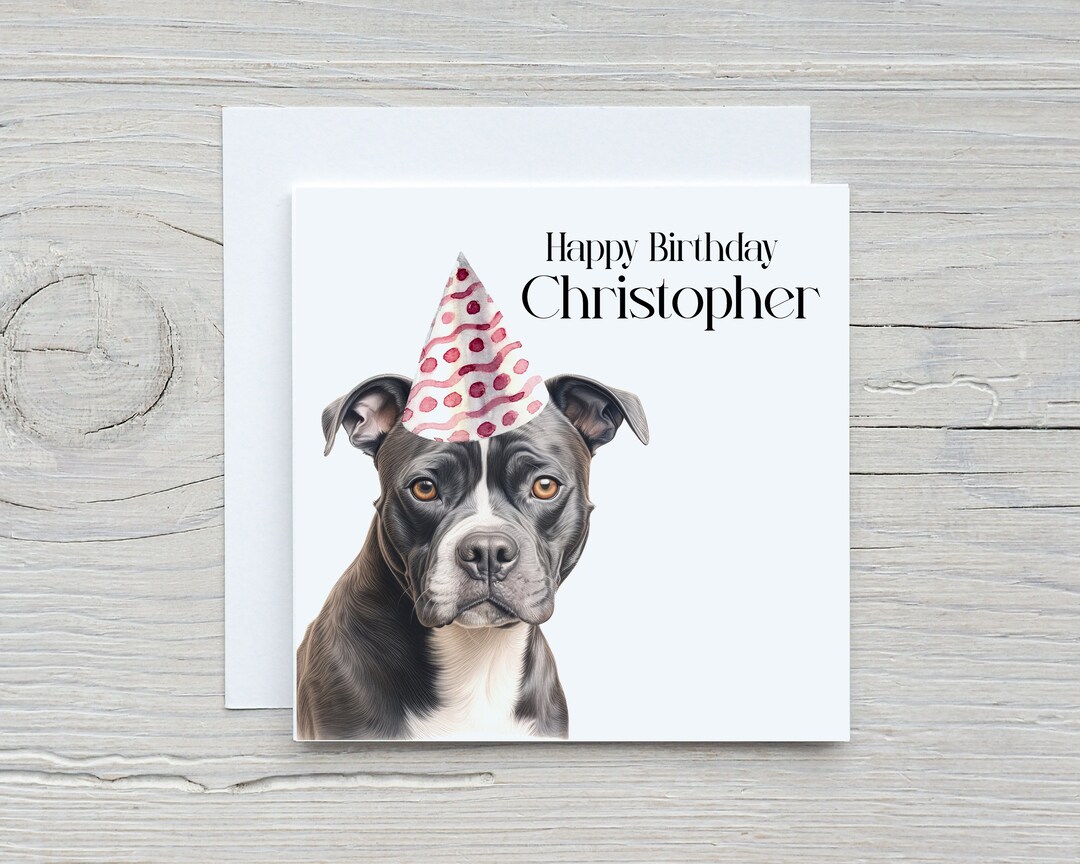 Personalised Staffie Birthday Card: Dog Lover Gift - Etsy UK
