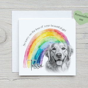 Carte de perte de chien, carte personnalisée de deuil d'animal de compagnie, carte de sympathie de chien, perte d'animal de compagnie Golden Retriever