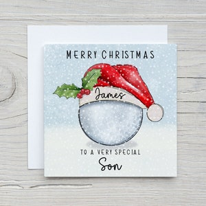 Carte de Noël personnalisée festive pour fan de golf, carte de golfeur, carte de Noël fils, carte de Noël personnalisée, cousin, petit-fils, père, oncle