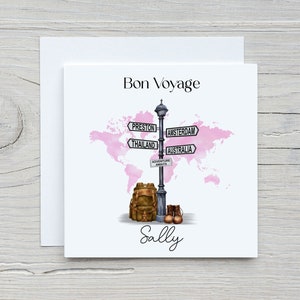 Personalised Travel Card - Signpost Card - Bon Voyage Card - Backpacking Card