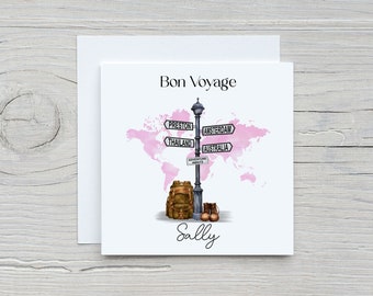 Personalised Travel Card - Signpost Card - Bon Voyage Card - Backpacking Card