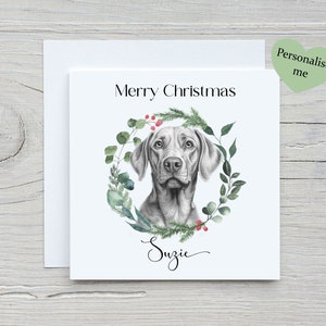 Carte de Noël personnalisée Sketchy Vizsla, carte d'amant de chien, carte de fan de Vizsla