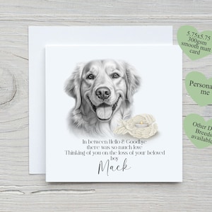 Carte de perte de chien, carte de deuil d'animal de compagnie personnalisée, carte de sympathie de chien, carte de perte d'animal de compagnie Golden Retriever