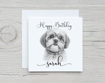 Shih Tzu Birthday card, Lhasa Apso Birthday card, Dog lover card