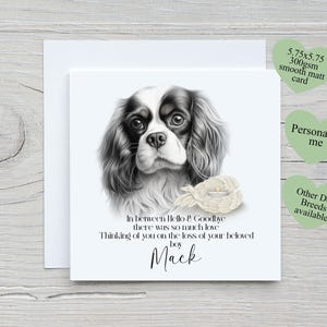 Carte de perte de chien, carte de deuil d'animal de compagnie personnalisée, carte de sympathie de chien, carte de perte d'animal de compagnie Cavalier King Charles Spaniel
