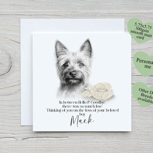 Carte de perte de chien, carte de deuil d'animal de compagnie personnalisée, carte de sympathie de chien, carte de perte d'animal de compagnie Cairn Terrier