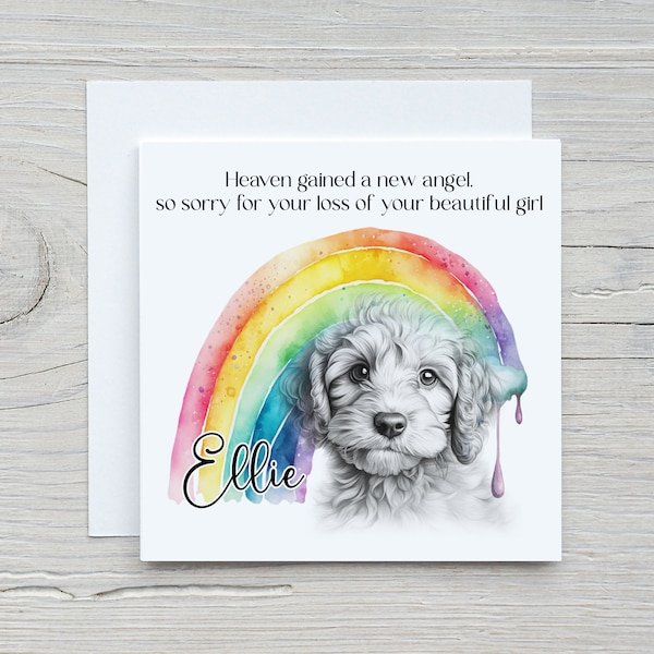 Dog loss Card, Personalised Pet bereavement card, Dog Sympathy card, Cavapoo, Cavachon