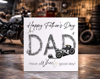 Personalised Biker Dad Birthday Card, Motorbike Card for Him, Motorcycle Lover Card, Dad Birthday Card from Son or Daughter