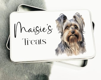 Personalised Dog Treat tin, Yorkshire Terrier  Treat Tin, Puppy Present, Dog Gift, Pet Biscuit Tin