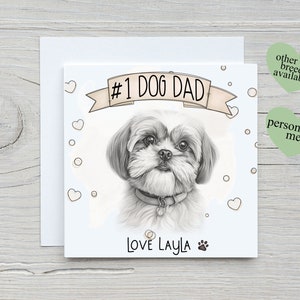 Carte de fête des pères papa Shih Tzu, carte pour amoureux des chiens, carte papa chien